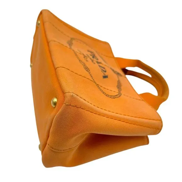 Prada Orange Canvas Small Canapa Tote Bag - Picture 5 of 10